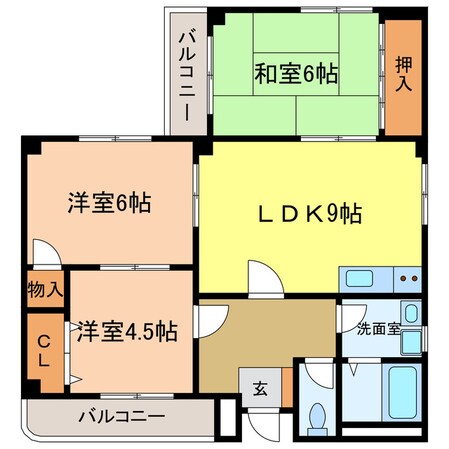 ハイツサザンノールAの物件間取画像